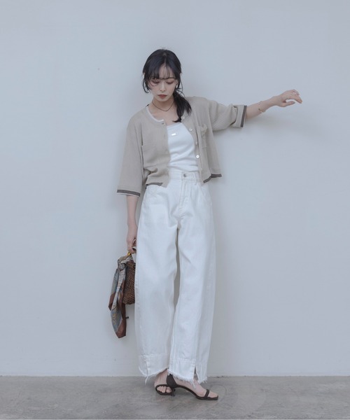 Eimee Law(エイミーロウ)の「レイヤードライクハーフスリーブカーディガン(カーディガン/ボレロ・レディース・ベージュ/ブラック/グレー・FREE)」の6枚目の写真