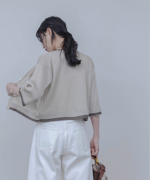 Eimee Law(エイミーロウ)の「レイヤードライクハーフスリーブカーディガン(カーディガン/ボレロ・レディース・ベージュ/ブラック/グレー・FREE)」の9枚目の写真