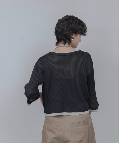 Eimee Law(エイミーロウ)の「レイヤードライクハーフスリーブカーディガン(カーディガン/ボレロ・レディース・ベージュ/ブラック/グレー・FREE)」の15枚目の写真