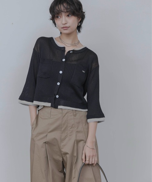 Eimee Law(エイミーロウ)の「レイヤードライクハーフスリーブカーディガン(カーディガン/ボレロ・レディース・ベージュ/ブラック/グレー・FREE)」の16枚目の写真