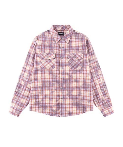 SUPPLIER(サプライヤー)の「チェックシャツ|Rhinestone Cross Check Shirt|SUPPLIER(シャツ/ブラウス・メンズ・ブルー/ピンク・SMALL/MEDIUM/LARGE/X-LARGE)」の1枚目の写真