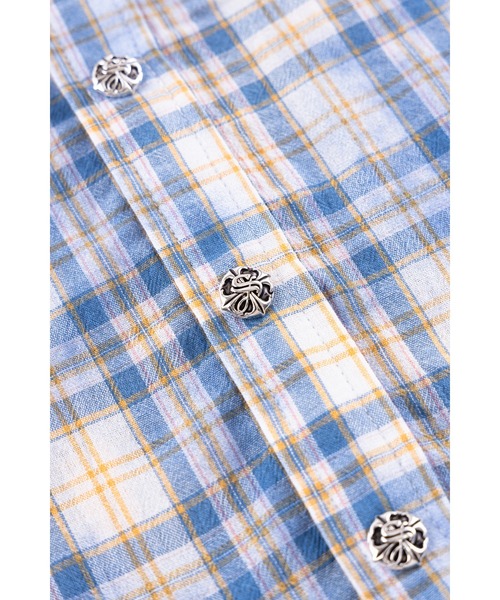 SUPPLIER(サプライヤー)の「チェックシャツ|Rhinestone Cross Check Shirt|SUPPLIER(シャツ/ブラウス・メンズ・ブルー/ピンク・SMALL/MEDIUM/LARGE/X-LARGE)」の14枚目の写真