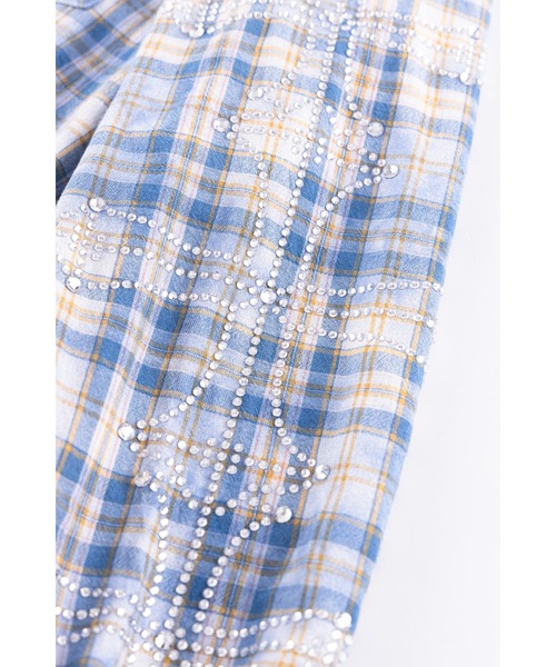 SUPPLIER(サプライヤー)の「チェックシャツ|Rhinestone Cross Check Shirt|SUPPLIER(シャツ/ブラウス・メンズ・ブルー/ピンク・SMALL/MEDIUM/LARGE/X-LARGE)」の10枚目の写真