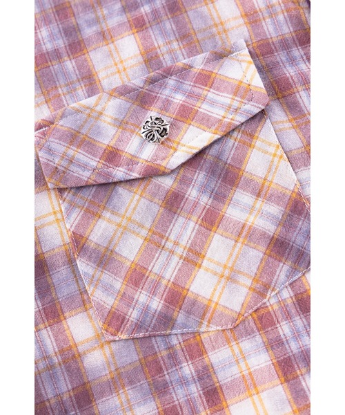 SUPPLIER(サプライヤー)の「チェックシャツ|Rhinestone Cross Check Shirt|SUPPLIER(シャツ/ブラウス・メンズ・ブルー/ピンク・SMALL/MEDIUM/LARGE/X-LARGE)」の5枚目の写真