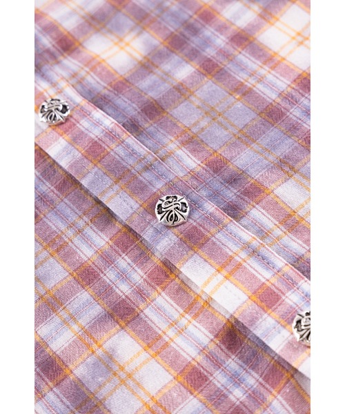 SUPPLIER(サプライヤー)の「チェックシャツ|Rhinestone Cross Check Shirt|SUPPLIER(シャツ/ブラウス・メンズ・ブルー/ピンク・SMALL/MEDIUM/LARGE/X-LARGE)」の6枚目の写真