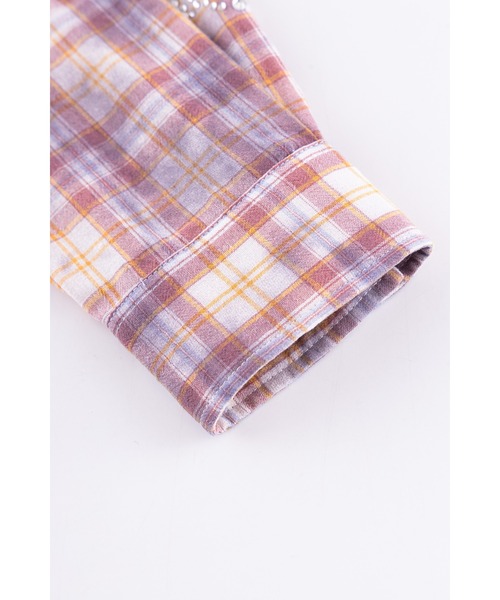 SUPPLIER(サプライヤー)の「チェックシャツ|Rhinestone Cross Check Shirt|SUPPLIER(シャツ/ブラウス・メンズ・ブルー/ピンク・SMALL/MEDIUM/LARGE/X-LARGE)」の3枚目の写真