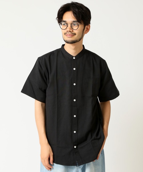 ARCADE（アーケード）の「春 バンドカラー 半袖 オックスフォードシャツ/選べるマルチ釦&ノーマル釦（シャツ/ブラウス・メンズ・サックスブルー系1/ホワイト系2/ホワイト系1/ネイビー系2/ブラック系2/ネイビー系1/ブラック系1/サックスブルー系2・M/LL/L）」の3枚目の写真