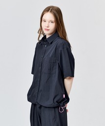 WETTEMPT(�E�B�e���v�g)��NYLON BICOLOR DRAWSTRING S/S SHIRT / �i�C�����o�C�J���[�h���[�R�[�hS/S�V���c(�V���c/�u���E�X)