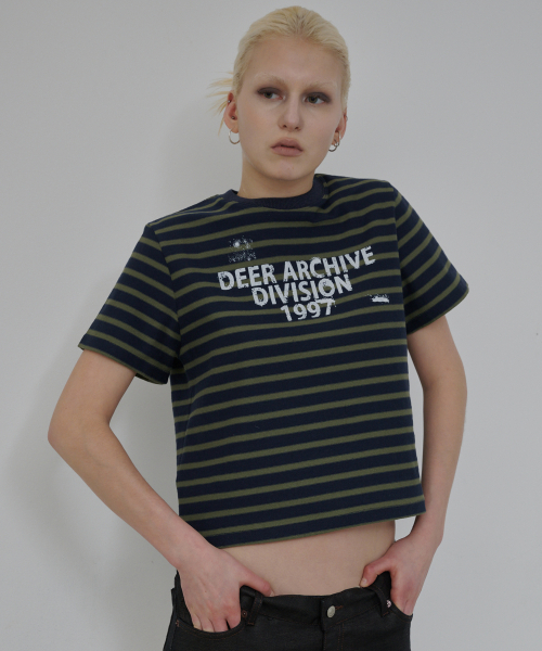 DEARMYDEER(ディアマイディア)の「アーカイブ1997ストライプTシャツ(グリーン)(Tシャツ/カットソー・レディース・その他・FREE)」の1枚目の写真