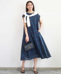 MK MICHEL KLEIN（エムケーミッシェルクラン）の「[洗える]オーガンジーチェック柄フレアシルエットワンピース（ワンピース）」