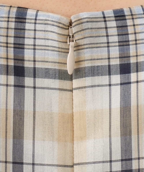 MK MICHEL KLEIN（エムケーミッシェルクラン）の「オーガンジーチェック柄フレアシルエットワンピース/洗える（ワンピース・レディース・ネイビー/ベージュ・38）」の6枚目の写真