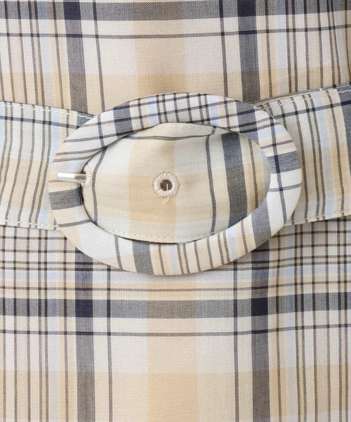 MK MICHEL KLEIN（エムケーミッシェルクラン）の「オーガンジーチェック柄フレアシルエットワンピース/洗える（ワンピース・レディース・ネイビー/ベージュ・38）」の12枚目の写真