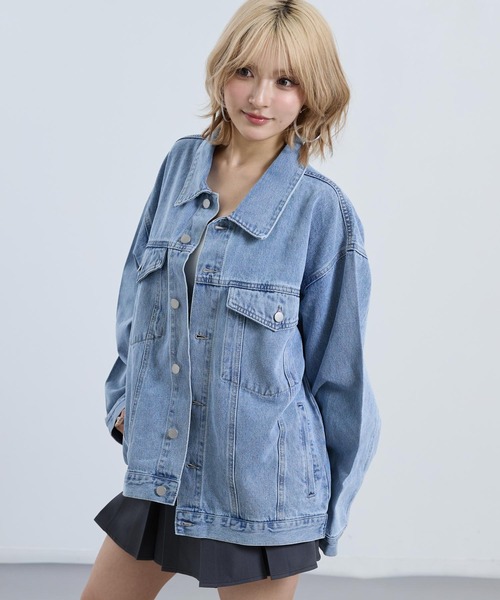 ANAP（アナップ）の「ウォッシュ加工 オーバーサイズ デニム ジャケット（その他アウター・レディース・ブルー/クリア・F）」の9枚目の写真