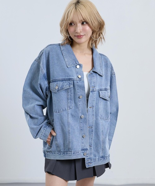 ANAP（アナップ）の「ウォッシュ加工 オーバーサイズ デニム ジャケット（その他アウター・レディース・ブルー/クリア・F）」の10枚目の写真