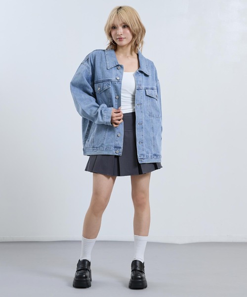 ANAP（アナップ）の「ウォッシュ加工 オーバーサイズ デニム ジャケット（その他アウター・レディース・ブルー/クリア・F）」の11枚目の写真