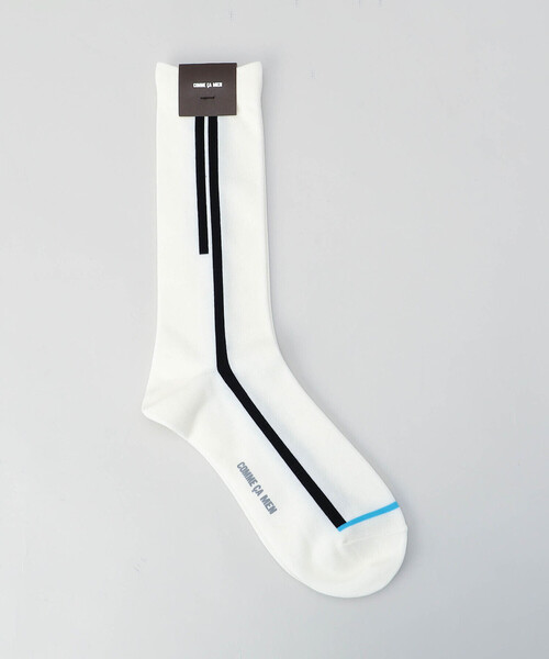 COMME CA MEN（コムサメン）の「ライン柄 クルーソックス（ソックス/靴下・メンズ・グレー/アイボリー/ブラック/ネイビー・27.0cm）」の2枚目の写真