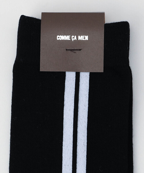 COMME CA MEN（コムサメン）の「ライン柄 クルーソックス（ソックス/靴下・メンズ・グレー/アイボリー/ブラック/ネイビー・27.0cm）」の5枚目の写真