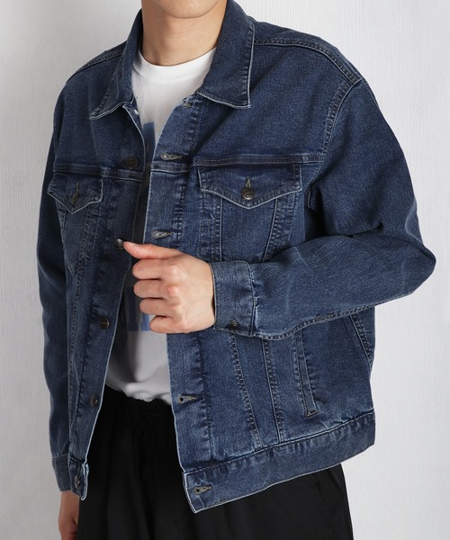 HANES(ヘインズ)の「Hanes / ヘインズ ストレッチ デニムジャケット ライトアウター レギュラーフィット(デニムジャケット・メンズ・ブルー/サックスブルー/ブラック/ネイビー・S/M/L/LL)」の4枚目の写真