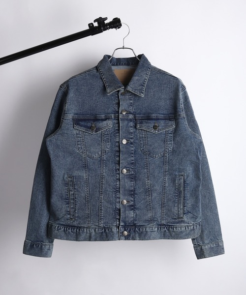 HANES(ヘインズ)の「Hanes / ヘインズ ストレッチ デニムジャケット ライトアウター レギュラーフィット(デニムジャケット・メンズ・ブルー/サックスブルー/ブラック/ネイビー・S/M/L/LL)」の18枚目の写真