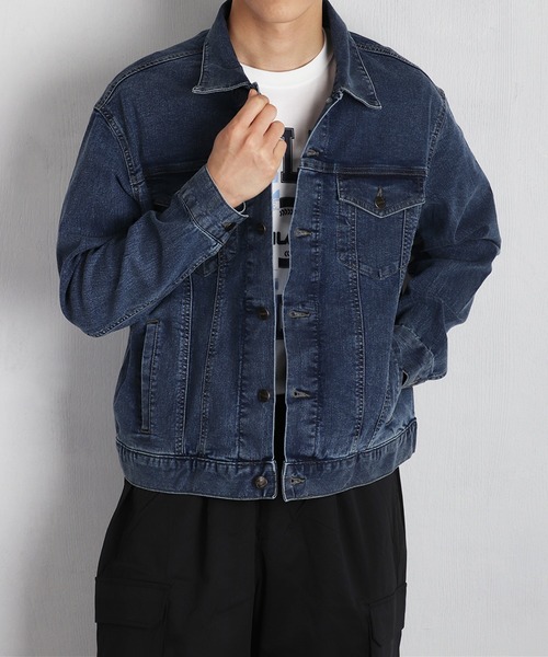 HANES(ヘインズ)の「Hanes / ヘインズ ストレッチ デニムジャケット ライトアウター レギュラーフィット(デニムジャケット・メンズ・ブルー/サックスブルー/ブラック/ネイビー・S/M/L/LL)」の21枚目の写真