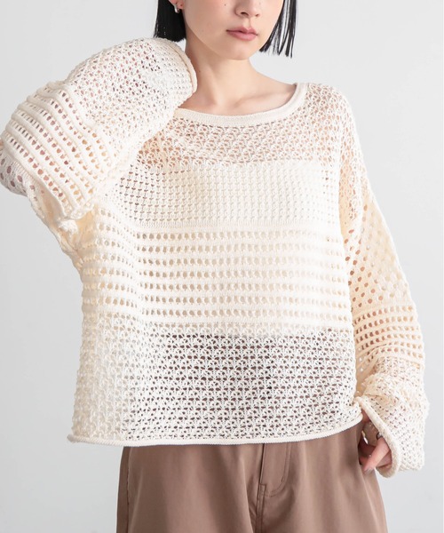 for/c(フォーシー)の「編地ボーダートップス【サスティナブル】(ニット/セーター・レディース・アイボリー/チャコール・M/L)」の19枚目の写真