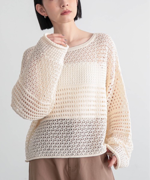 for/c(フォーシー)の「編地ボーダートップス【サスティナブル】(ニット/セーター・レディース・アイボリー/チャコール・M/L)」の20枚目の写真