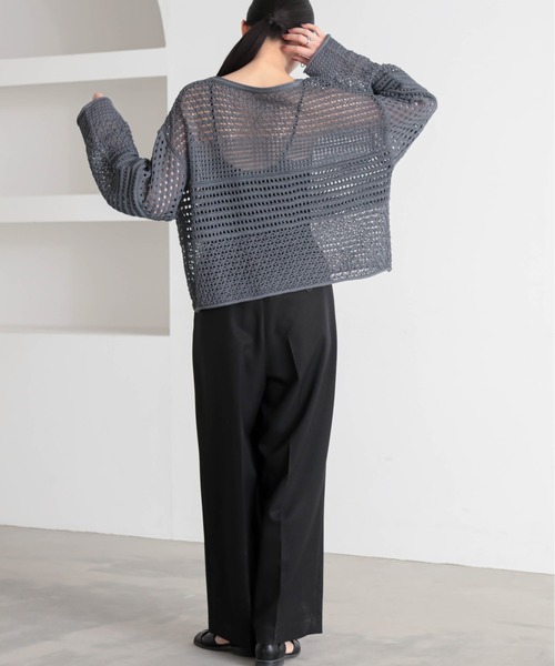 for/c(フォーシー)の「編地ボーダートップス【サスティナブル】(ニット/セーター・レディース・アイボリー/チャコール・M/L)」の11枚目の写真