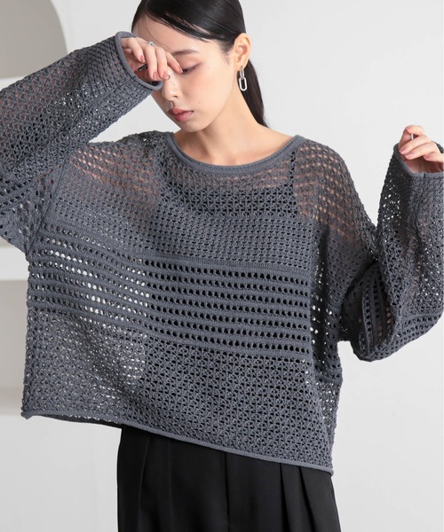 for/c(フォーシー)の「編地ボーダートップス【サスティナブル】(ニット/セーター・レディース・アイボリー/チャコール・M/L)」の6枚目の写真