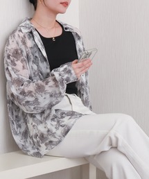 libelle more | タンク付ニュアンス柄オーバーサイズ長袖シアーシャツ(シャツ/ブラウス)