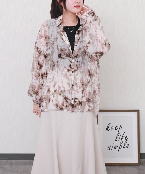 libelle more（リベル モア）の「タンク付ニュアンス柄オーバーサイズ長袖シアーシャツ（シャツ/ブラウス・レディース・グレー/ブルー/ブラック/ブラウン・L/M）」の17枚目の写真