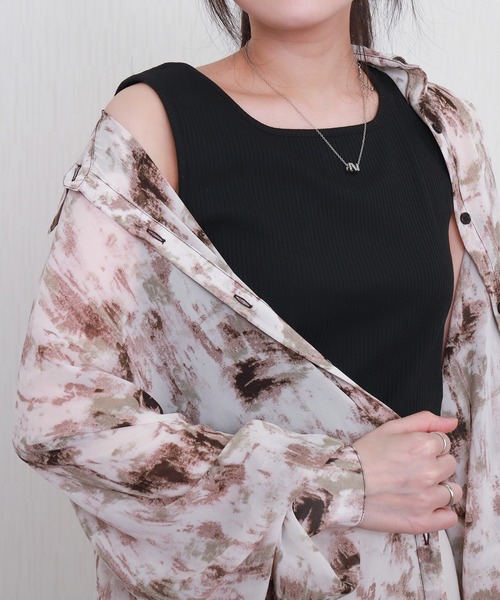 libelle more（リベル モア）の「タンク付ニュアンス柄オーバーサイズ長袖シアーシャツ（シャツ/ブラウス・レディース・グレー/ブルー/ブラック/ブラウン・L/M）」の18枚目の写真