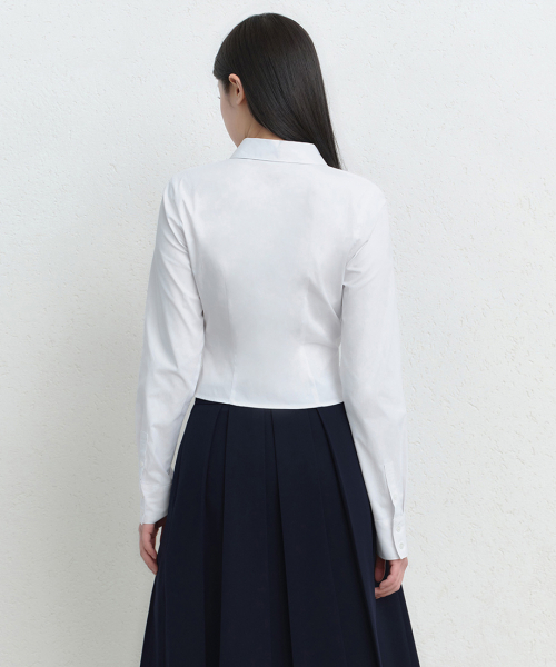 MUSINSA STANDARD WOMAN（ムシンサスタンダードウーマン）の「ウィメンズビスチェクロップシャツ[ホワイト]（シャツ/ブラウス・レディース・その他・X-SMALL/SMALL/MEDIUM/LARGE）」の3枚目の写真