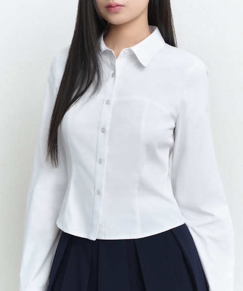 MUSINSA STANDARD WOMAN（ムシンサスタンダードウーマン）の「ウィメンズビスチェクロップシャツ[ホワイト]（シャツ/ブラウス・レディース・その他・X-SMALL/SMALL/MEDIUM/LARGE）」の4枚目の写真