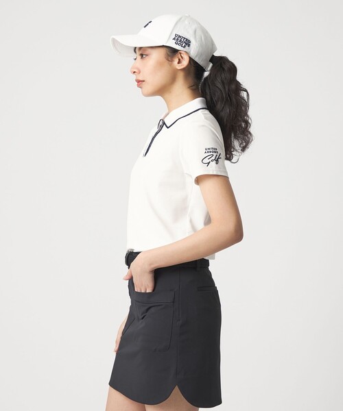 UNITED ARROWS GOLF(ユナイテッドアローズゴルフ)の「ウィメンズ ライン カノコ ポロシャツ UV 吸水速乾(ポロシャツ・レディース・ケリーグリーン/ブラック/ホワイト・M/L/S)」の4枚目の写真