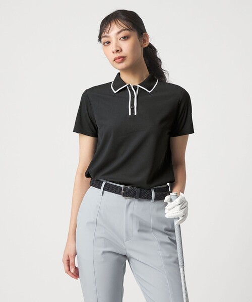 UNITED ARROWS GOLF(ユナイテッドアローズゴルフ)の「ウィメンズ ライン カノコ ポロシャツ UV 吸水速乾(ポロシャツ・レディース・ケリーグリーン/ブラック/ホワイト・M/L/S)」の5枚目の写真
