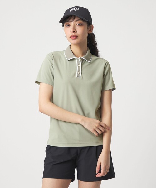 UNITED ARROWS GOLF(ユナイテッドアローズゴルフ)の「ウィメンズ ライン カノコ ポロシャツ UV 吸水速乾(ポロシャツ・レディース・ケリーグリーン/ブラック/ホワイト・M/L/S)」の6枚目の写真