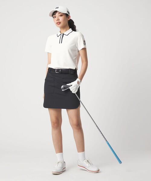 UNITED ARROWS GOLF(ユナイテッドアローズゴルフ)の「ウィメンズ ライン カノコ ポロシャツ UV 吸水速乾(ポロシャツ・レディース・ケリーグリーン/ブラック/ホワイト・M/L/S)」の7枚目の写真