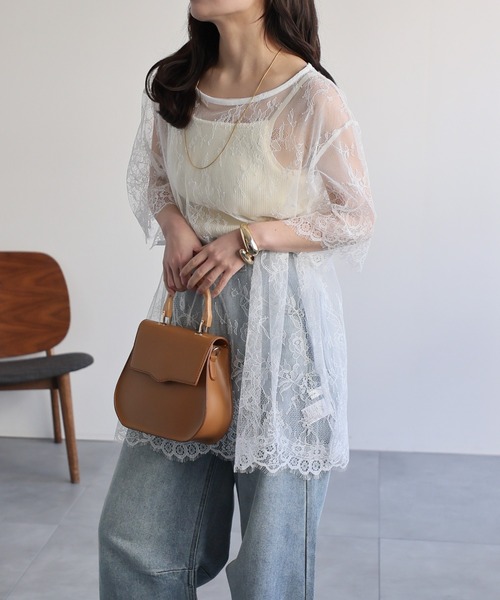 ap retro(アプレトロ)の「シアーレーストップス / レイヤード 透け感 大人フェミニン(シャツ/ブラウス・レディース・ホワイト/ブラック・FREE)」の10枚目の写真