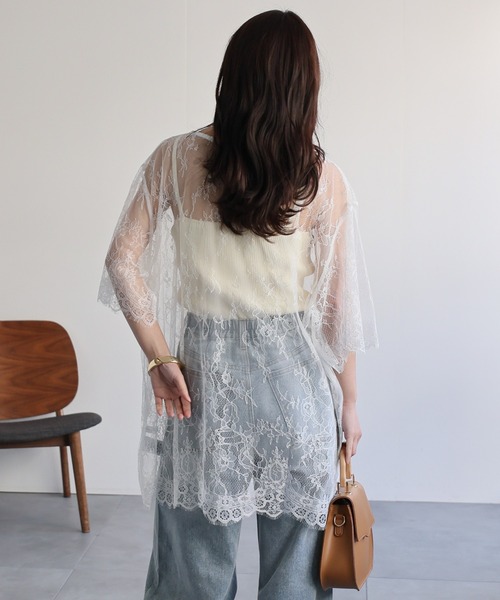 ap retro(アプレトロ)の「シアーレーストップス / レイヤード 透け感 大人フェミニン(シャツ/ブラウス・レディース・ホワイト/ブラック・FREE)」の12枚目の写真