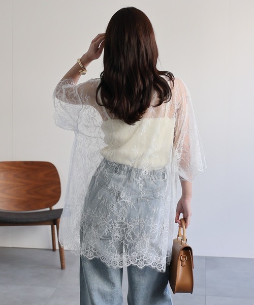 ap retro(アプレトロ)の「シアーレーストップス / レイヤード 透け感 大人フェミニン(シャツ/ブラウス・レディース・ホワイト/ブラック・FREE)」の13枚目の写真