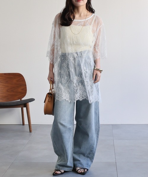 ap retro(アプレトロ)の「シアーレーストップス / レイヤード 透け感 大人フェミニン(シャツ/ブラウス・レディース・ホワイト/ブラック・FREE)」の14枚目の写真