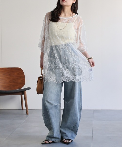 ap retro(アプレトロ)の「シアーレーストップス / レイヤード 透け感 大人フェミニン(シャツ/ブラウス・レディース・ホワイト/ブラック・FREE)」の16枚目の写真