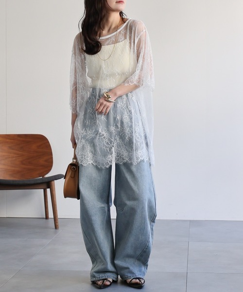 ap retro(アプレトロ)の「シアーレーストップス / レイヤード 透け感 大人フェミニン(シャツ/ブラウス・レディース・ホワイト/ブラック・FREE)」の17枚目の写真