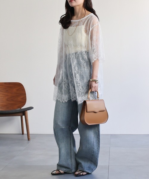 ap retro(アプレトロ)の「シアーレーストップス / レイヤード 透け感 大人フェミニン(シャツ/ブラウス・レディース・ホワイト/ブラック・FREE)」の20枚目の写真
