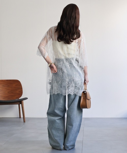 ap retro(アプレトロ)の「シアーレーストップス / レイヤード 透け感 大人フェミニン(シャツ/ブラウス・レディース・ホワイト/ブラック・FREE)」の22枚目の写真