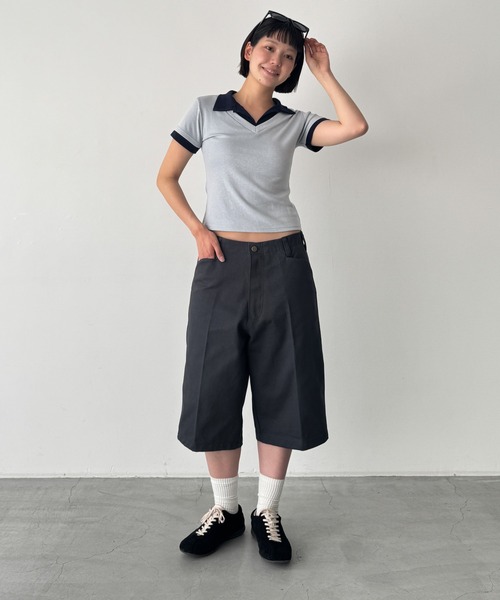 CANAL JEAN(キャナルジーン)の「choice_cnl ツイルワークハーフパンツ(その他パンツ・レディース・チャコールグレー/ベージュ・LARGE/MEDIUM/SMALL)」の5枚目の写真