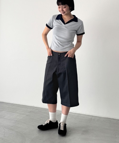 CANAL JEAN(キャナルジーン)の「choice_cnl ツイルワークハーフパンツ(その他パンツ・レディース・チャコールグレー/ベージュ・LARGE/MEDIUM/SMALL)」の15枚目の写真