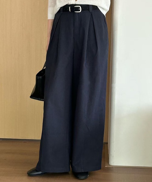 Doula Doula(ドゥーラドゥーラ)の「センターライン入りワイドタックパンツ(その他パンツ・レディース・ネイビー/モカ/ブラウン・FREE)」の3枚目の写真