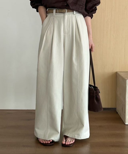 Doula Doula(ドゥーラドゥーラ)の「センターライン入りワイドタックパンツ(その他パンツ・レディース・ネイビー/モカ/ブラウン・FREE)」の4枚目の写真