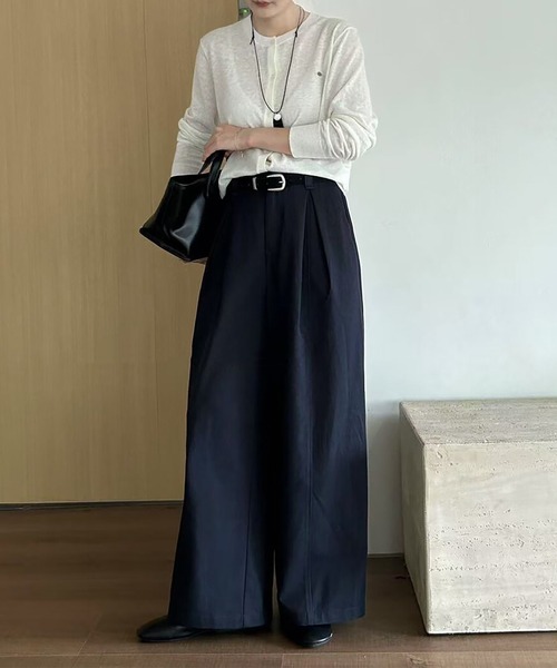 Doula Doula(ドゥーラドゥーラ)の「センターライン入りワイドタックパンツ(その他パンツ・レディース・ネイビー/モカ/ブラウン・FREE)」の7枚目の写真